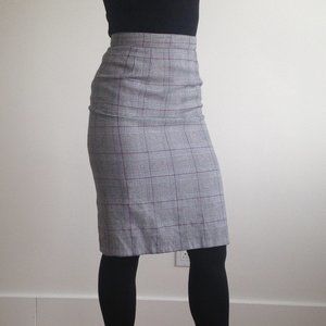 Evidence - Grey Plaid Houndstooth High Waisted Pencil Skirt